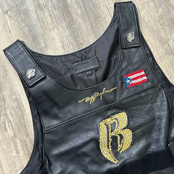 Vintage Ruff Ryders Leather Motorcycle Biker Vest 3XL-5XL DMX Big Pun Fat Joe - Picture 2 of 7